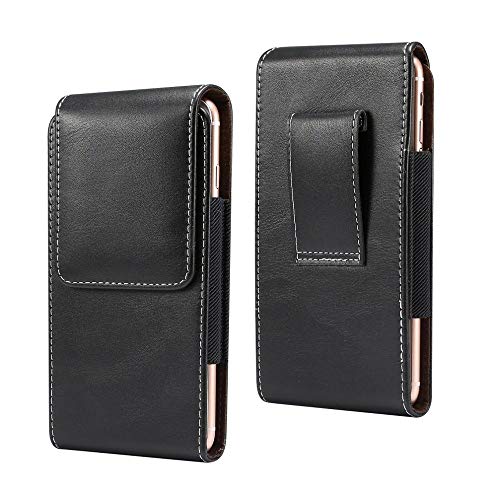 DFV mobile - Nuevo Diseño de Funda Vertical de Piel con Pasador de Cinturon para Samsung Galaxy Z Flip (2020) - Negra