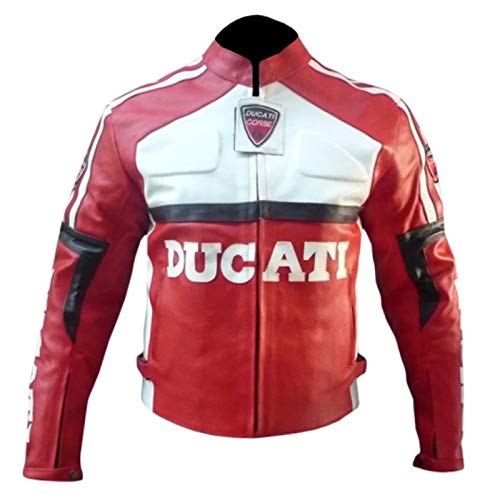 DUCATI 3039 CHAQUETA ARMADA DE PIEL DE MOTO ROJO DE MOTO