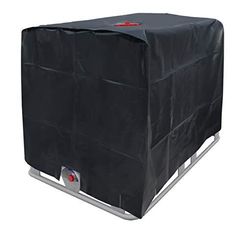 ECD Germany Lona para Tanque Agua IBC 120x100x116cm 1000l Cobertura Protectora para Contenedor Protección Ideal Ante Rayos Película UV Funda Negra de Cisterna Impermeable Cubierta Anti lluvía