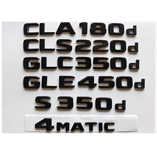 Emblemas negros para Mercedes Benz CLA180d CLA220d CLS220d CLS350d GLC350d GLC220d GLA180d GLA220d GLS350d GLE350d GLE250d 4MATIC (CLA 220d, negro mate)