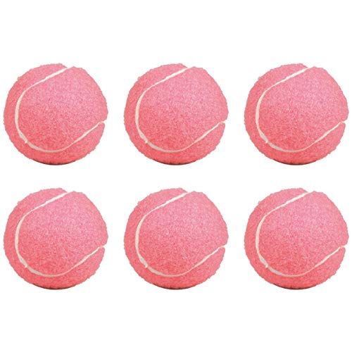 Fauge Paquete de 6 Pelotas de Tenis Rosas Pelotas de Entrenamiento EláSticas Resistentes Al Desgaste Pelotas de Tenis de PráCtica para Principiantes de 66 Mm para Damas para Club