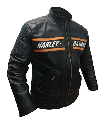 Feather Skin WWE Bill Goldberg HD Harley Davidson - Chaqueta de piel para motocicleta, color negro