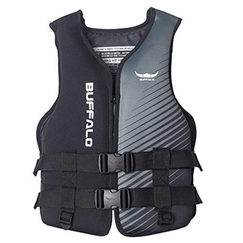 FR&RF Adultos Neopreno Vida Chaleco Deportes acuáticos Pesca Agua Agua ski Surfing natación Kayaking Chaqueta a la Deriva Traje de baño,Negro,XL