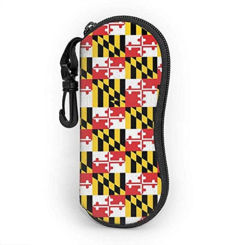 Funda para gafas Maryland banderas con mosquetón, ultraligera, portátil, de neopreno, con cremallera, funda suave