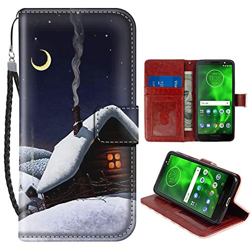 Funda tipo cartera para Moto G6 [5.7 pulgadas] Casa de invierno con magnético