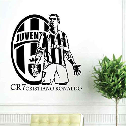 Fútbol Deportes Juven-tus FC Logo Soccer Star Player Cristiano Ronaldo CR7 Etiqueta de la pared Vinilo Calcomanía para automóviles Boy Fans Dormitorio Sala de estar Club Decoración para el hogar