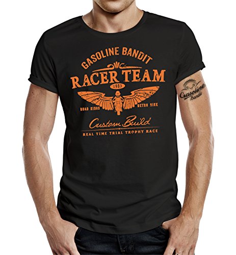 Gasoline Bandit® - Camiseta de motorista Racer Team Negro XXXXL