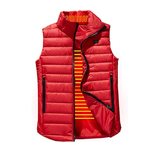 Ghongrm Rojo USB Chaquetas con Calefaccion para Hombres/Mujeres,Lavable LigeroUSB Ropa Calefactables con 9 Zonas de Calefacción y 3 Velocidades Ajustables，8XL Chaqueton Calefaccion para Exteriores