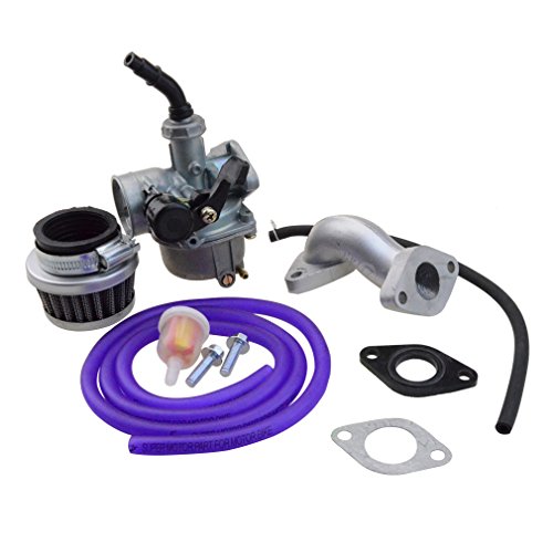 GOOFIT Carburador Minimoto, PZ19 con Filtro de Aire con Tubo combustible Kit de Tubo Combustible Accesorios para XR/CRF 50cc 70cc 90cc 110cc 125cc Scooter Ciclomotor ATV Quad Púrpura