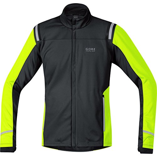 GORE RUNNING WEAR, Chaqueta de correr para hombre, GORE WINDSTOPPER Soft Shell, MYHTOS 2.0, Talla S, Negro/Amarillo Neón, JWSMYM990803