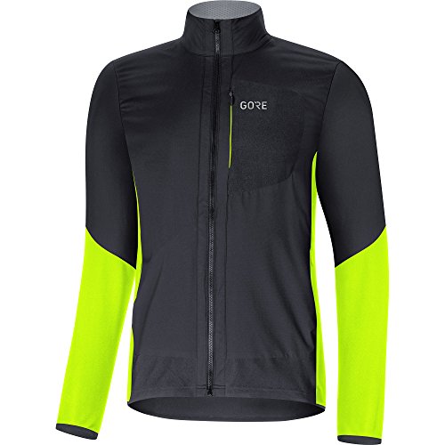 GORE WEAR Chaqueta cortavientos de ciclismo para hombre, C5 GORE WINDSTOPPER Insulated Jacket, M, Negro/Amarillo neón, 100268