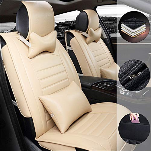 Gullivery Juego de Fundas de Asiento para M ercedes B ENZ CLA 180 200 220 260 4Matic 5-Seats Delanteros y Traseros Cubiertas de Asientos de Carro PU Cuero Protector de Asientos Beige Luxury 9PCS