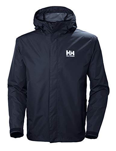 Helly Hansen Seven J Chaqueta Impermeable con Forro de Secado rápido, Cortaviento y Transpirable para Hombre y para Uso Diario, Azul (Navy), 2XL