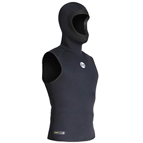 HERAHQ 3 MM Neopreno Chaleco de Buceo Con Gorro, Sin Mangas, de Alta Elasticidad, Cómodo Mantener Caliente para Adultos, Surf, Natación, Vela, M