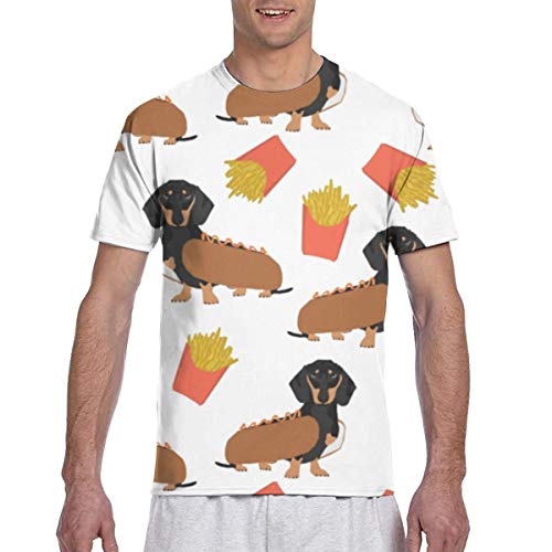 Hombres - Camisa Dackel Hot Dog Und Pommes Hombres Ropa de Trabajo Camiseta de Manga Corta