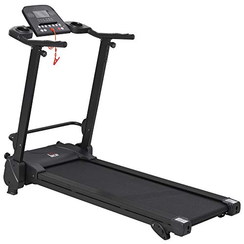 HOMCOM Cinta de Correr Andar Plegable Eléctrica Motor 750W 1-14 km/h con 5 Programas Pantalla LCD Ángulo Ajustable y Ruedas para Oficina Hogar 164x70x125 cm Carga 110 kg Negro