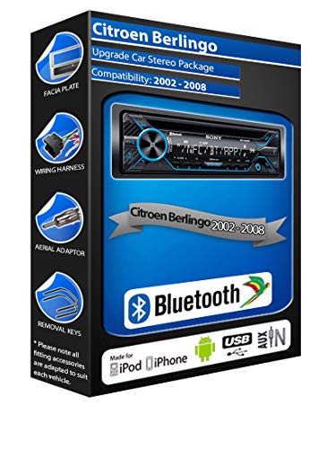 In Car Emporium Reproductor de CD Citroen Berlingo, Sony MEX-N4200BT Radio de Coche Bluetooth Manos Libres