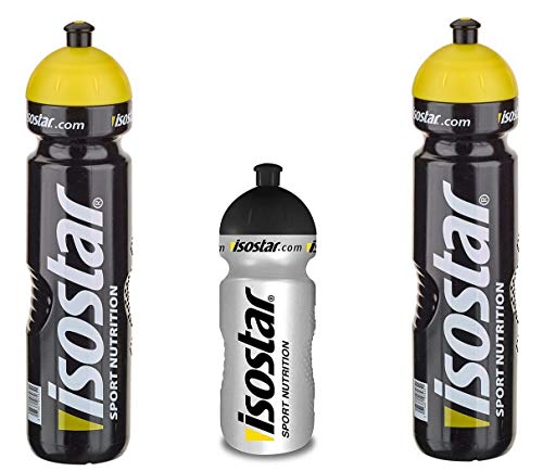 Isostar Sport Water Bottle 500-650 ml + 1000 ml - BPA-Free - Botella de Agua para Correr, Montar en Bicicleta, Gimnasio, Senderismo - Cierre Push & Pull práctico y estanco