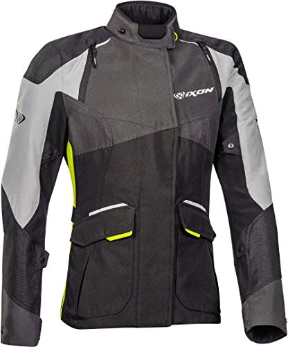 Ixon Balder Chaqueta textil para moto para mujer, color negro, gris y amarillo, XL