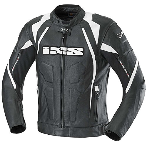 IXS Darren - Chaqueta de piel para hombre blanco y negro 52