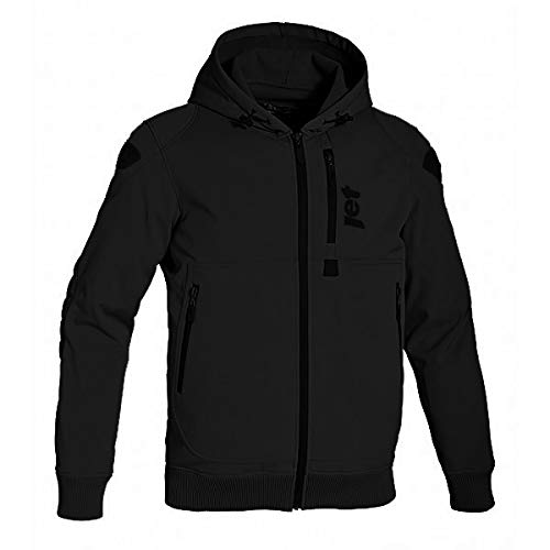 Jet Chaqueta Moto Capucha Hoodie Verano con Armadura Soft Shell (XL (EU 52-54), Negro)