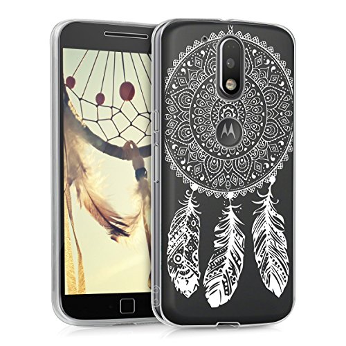 kwmobile Funda Compatible con Motorola Moto G4 / Moto G4 Plus - Carcasa de TPU Cazador sueños en Blanco/Transparente