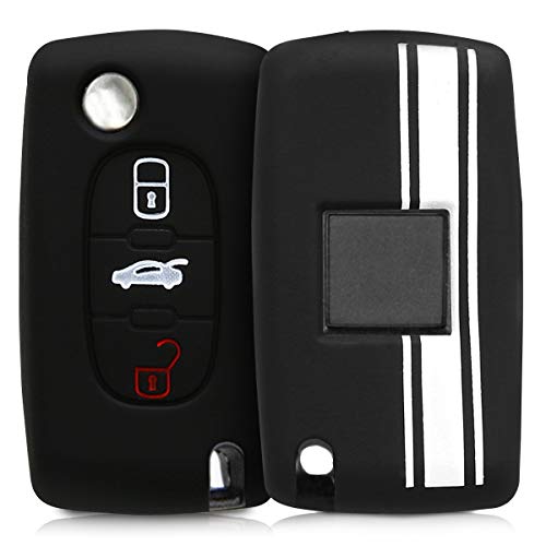 kwmobile Funda Compatible con Peugeot Citroen Llave de Coche de 3 Botones - Carcasa Protectora Suave de Silicona - Rally