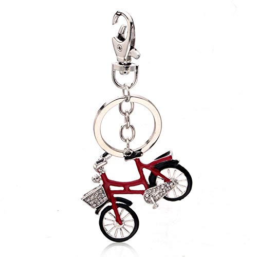 LAIGESHADIAO Llavero Regalo Creativo Cristal Rhinestone Lindo Bicicleta Coche Llavero Bolso Femenino Colgante Llavero Joyería