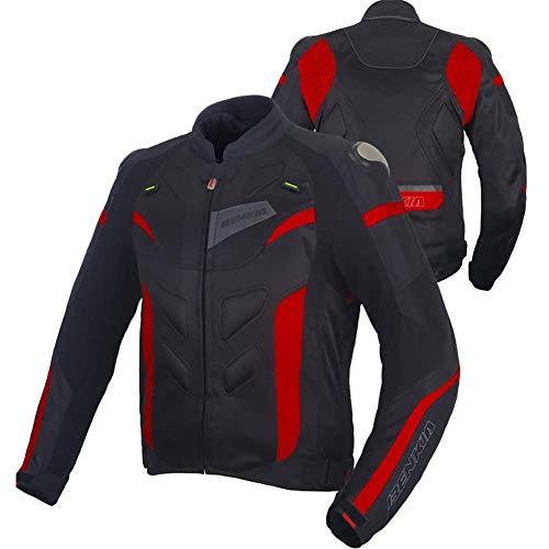 LALEO Chaqueta de Moto, Unisex Modelos de Pareja Forro Extraíble Armours CE Reflexivo Transpirable Anti-caída Impermeable Resistente Cuatro Estaciones Chaqueta para Motocicleta,Blackorange,L