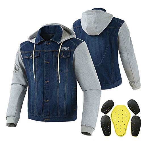 LALEO Personalidad Chaqueta de Moto, con Armours Cuatro Estaciones Universales Chaqueta para Motocicleta Azul (S-XXXL),L