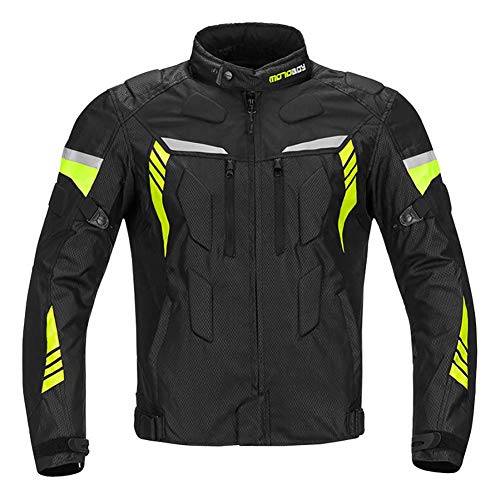 LALEO Unisex Chaqueta de Moto, Impermeable Ajustable Mantener Caliente Resistente con Armours CE y Reflexivo Cuatro Estaciones Adecuadas Chaqueta para Motocicleta Gris Negro,Negro,L