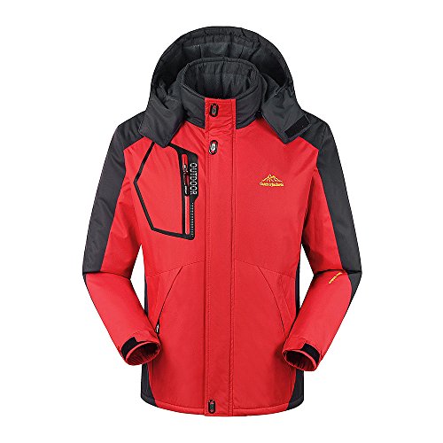 Lixada Chaqueta de invierno de forro polar para hombre, chaqueta de esquí cálida, resistente al viento y al agua, chaqueta cálida para deportes de montaña (talla asiática), Hombre, rojo, XL(CN)=L(EU)