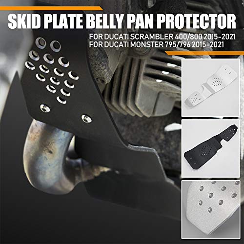 Lorababer Protector de Chasis de Motor de Motocicleta Placa de Deslizamiento Inferior Protector de Protección de Cobertura Total para Ducati Scrambler 400/800 Monster 795/796 2015-2021 (Negro)