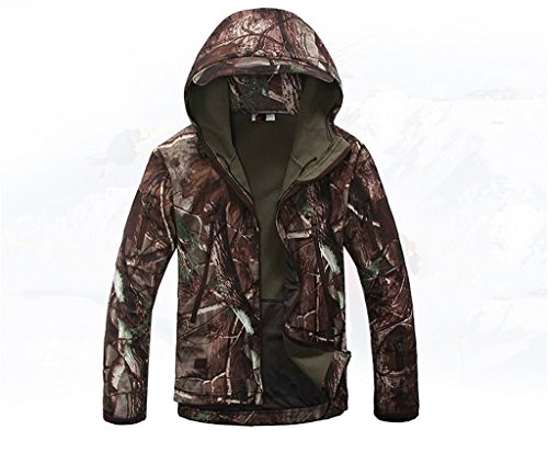 Lorata - Chaqueta Softshell de hombre impermeable, cortavientos, con forro interior, para moto, ciclismo, senderismo y camping, para deportes al aire libre, Hombre, Albero camuffamento, XXL