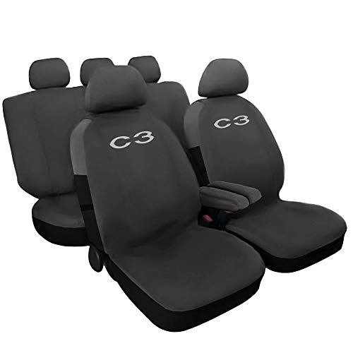 Lupex Shop Citroen C3 Color Sólido Gris de Fundas de Asiento