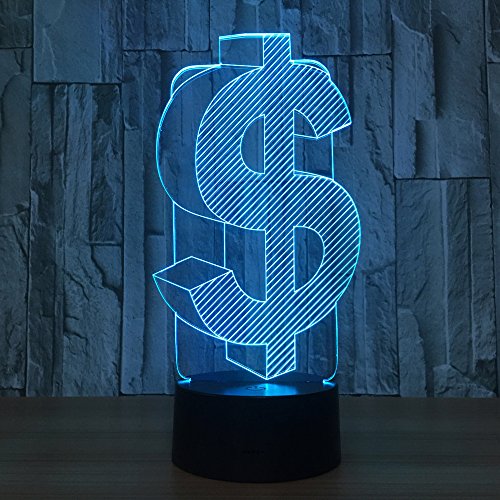 Luz de Signo de dólar iluminación Interior Color Variable Oficina de Lampala luz de Noche Decorativa para Amigos Regalos de Empresa