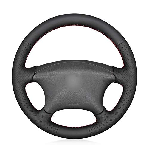 MDHANBK Cubierta del Volante del Coche de Cuero Negro Cosida a Mano, para Citroen Xsara Xsara Picasso Berlingo, para el Interior del automóvil Peugeot Partner