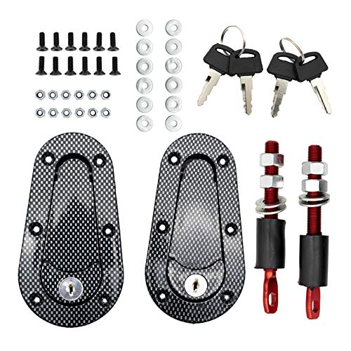 MENGHE TANGZHOU Universal Racing Cap Hood Pin Bonnet Latch Lock Kit & Keys Bloqueo Fibra de Carbono Accesorios Ajuste para Ford Mazda Kia Renault