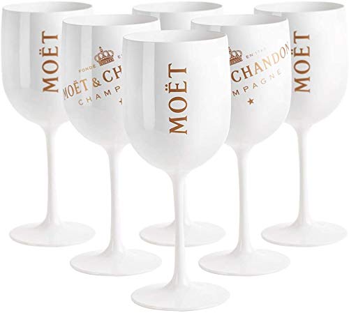 Moët & Chandon Ice Imperial Champagne - Juego de 6 vasos de cristal acrílico (480 ml), color blanco