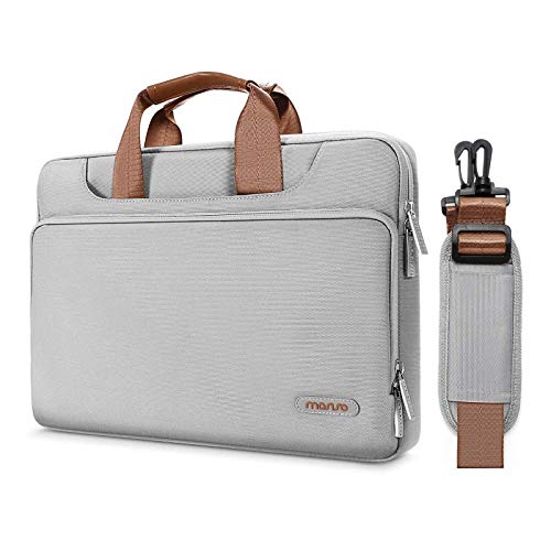 MOSISO Bolsa de Hombro Compatible con 13-13.3 Pulgadas MacBook Air/MacBook Pro Retina/2019 2018 Surface Laptop 3/Surface Book 2, 360 Funda Protectora Maletín Bandolera con Cinturón Trasero, Gris