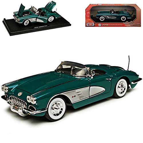 Motormax Chevrolet Chevy Corvette C1 Cabrio Tuerkis Gruen 1953-1962 1/18 Modelo Coche