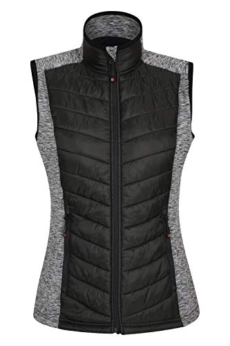 Mountain Warehouse Chaleco Action para Mujer - Cálido e Impermeable - Aislante Acolchado, para Primavera - Bolsillos con Cremalleras - Viajes, Senderismo, Camping Negro 36