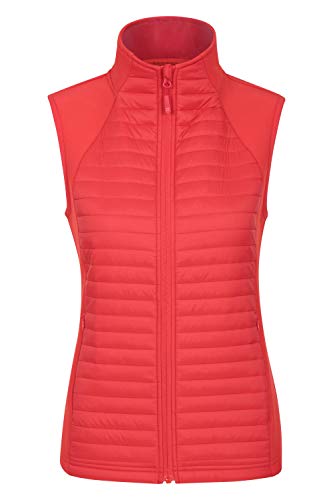 Mountain Warehouse Chaleco London Acolchado Softshell para Mujer - Chaqueta sin Mangas, Ligera,Resistente al Agua y Transpirable - para Exterior, Viajes y acampadas, Invierno Rojo 40