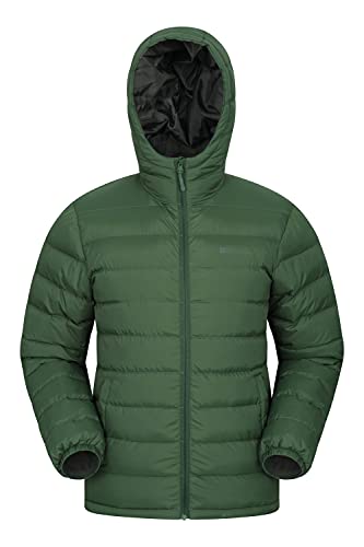 Mountain Warehouse Chaqueta Acolchada Seasons Hombres - Chaqueta Acolchada cálida Hombres, Ligera, Impermeable, Relleno de Microfibra - Chaqueta de Invierno Verde Oscuro M