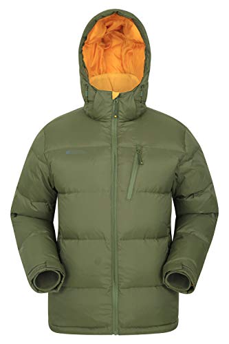 Mountain Warehouse Encounter Chaqueta Acolchada de Plumas Hombre - Resistente al Agua, Relleno de Plumas de Primera Calidad, Capucha Desmontable - Invierno, Senderismo Caqui XXL