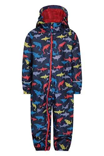 Mountain Warehouse Mono Impermeable Estampado Puddle para niños - Abrigo Impermeable para niños, Abrigo Impermeable y Transpirable, Mono de Verano - para Viajar Dos Tonos Azul 24-36 Meses