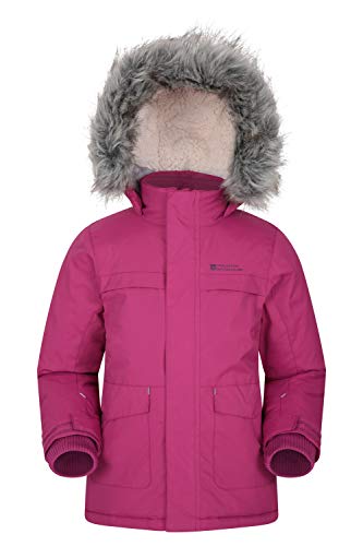 Mountain Warehouse Parka de niños Samuel. Resistente al Agua, con Forro Polar de Microfibra y Varios Bolsillos, Incluido uno Interno. Color Baya 2-3 Años