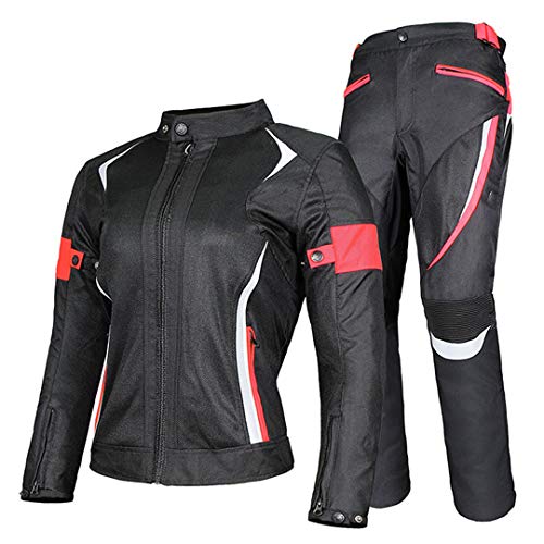 Mujeres Motocicleta Chaqueta de Invierno Pantalones Impermeable Ropa Ropa Traje Racing Summer Set -Red S