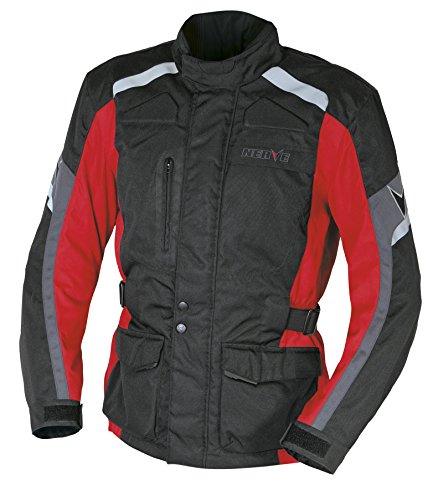 Nerve Touring Chaqueta de Moto EXT, Negro/Rojo, M