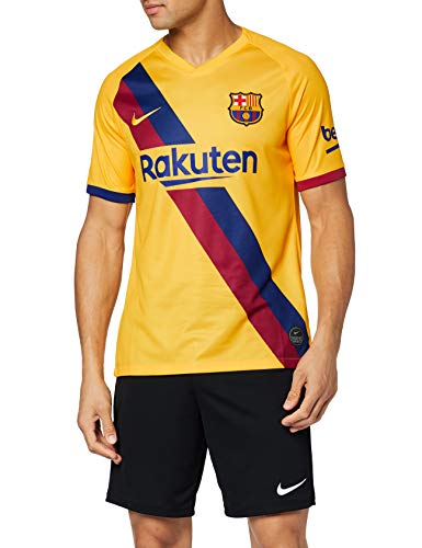 NIKE FCB M Nk BRT Stad JSY SS AW Football T-Shirt, Hombre, Varsity Maize/(Varsity Maize) (Full Sponsor), S